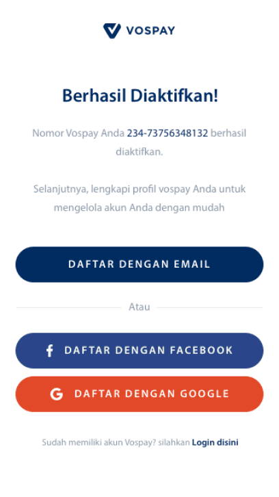 Vospay mobile app screen 7