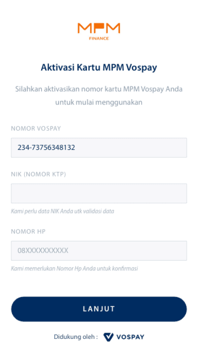 Vospay mobile app screen 9