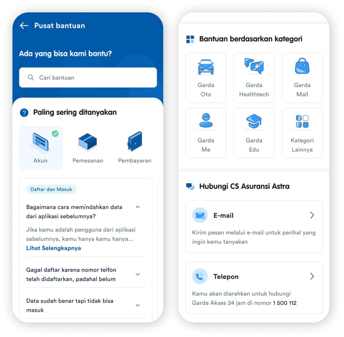 Asuransi Astra Help Center Interface