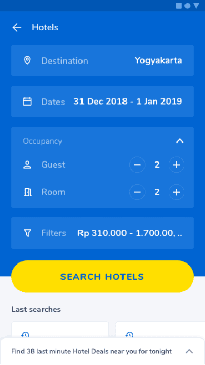 Tiket.com mobile app home screen