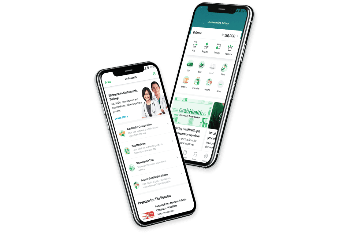 Grab Health app interface showcase
