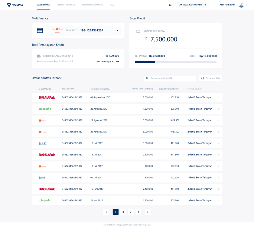 Vospay interface screen 2
