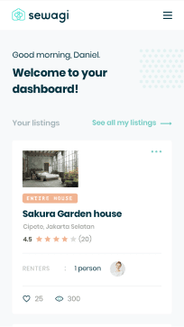 Sewagi coliving mobile dashboard