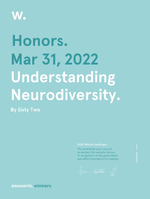 Awwwards - Understanding Neurodiversity Honorable Mention