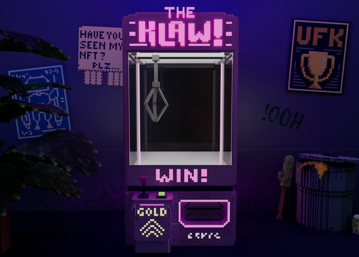 The Klaw! game landing page showing initial concept design by Myoo