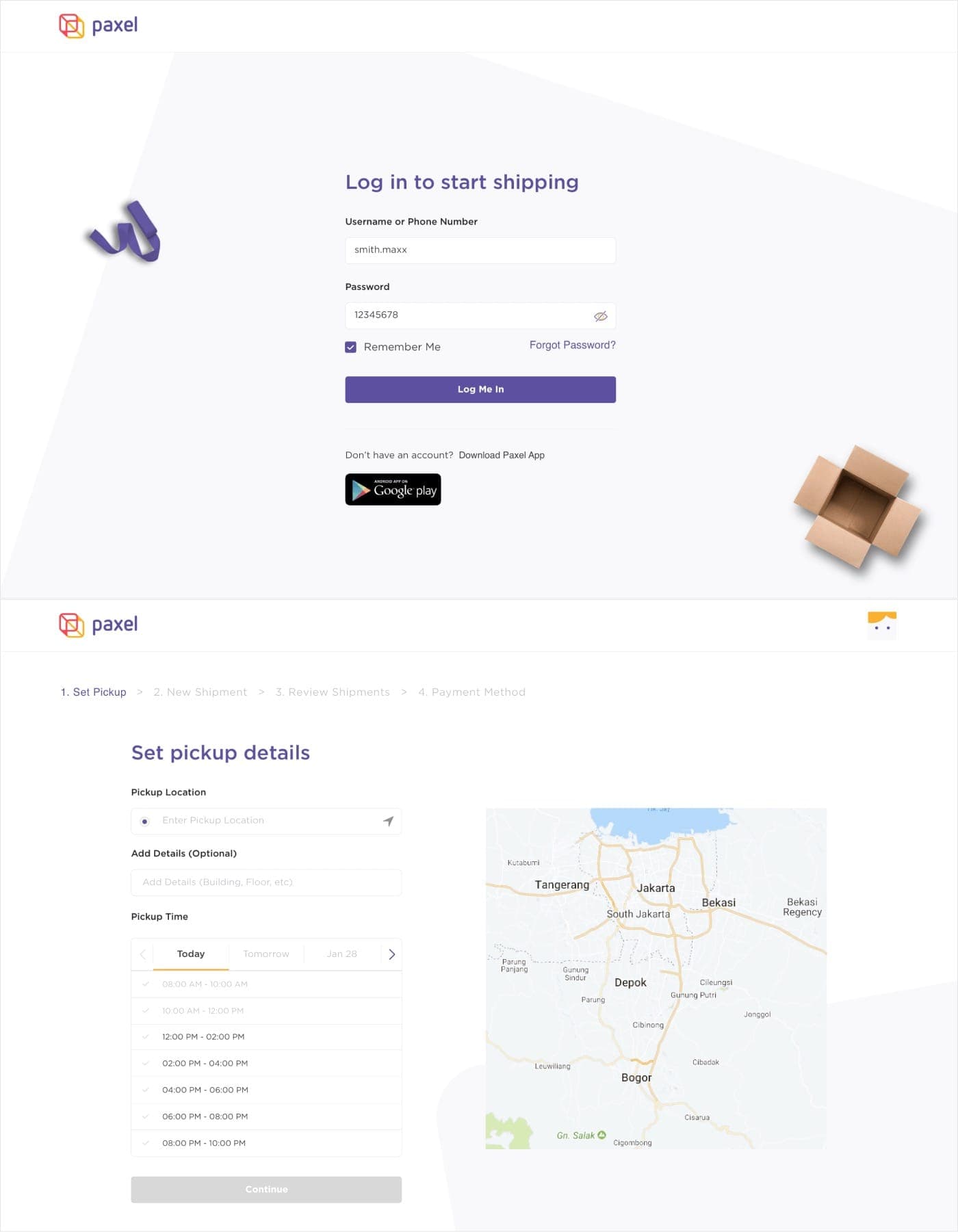Paxel bulk shipment dashboard overview with order management features