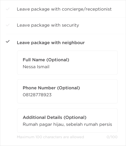 Paxel app delivery confirmation with chosen time and location