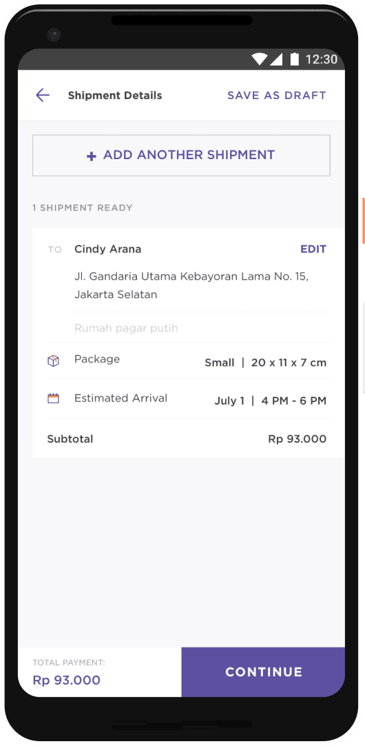 Paxel web dashboard showing bulk shipment creation interface