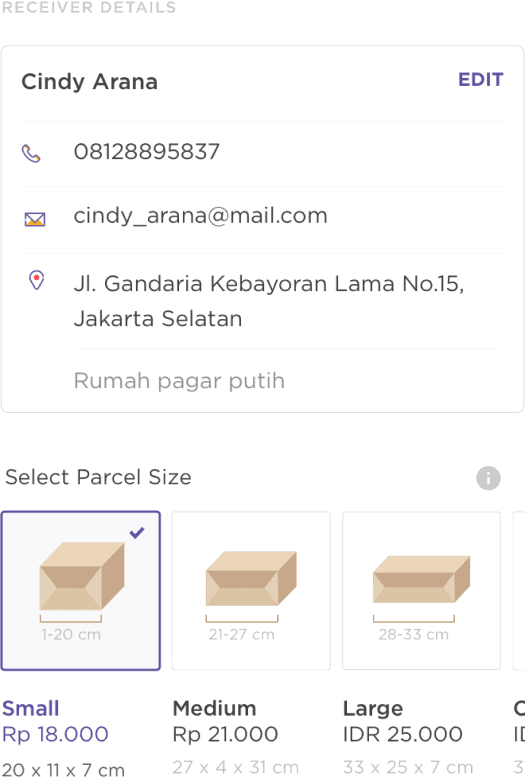 Paxel bulk shipment review screen with multiple package summary